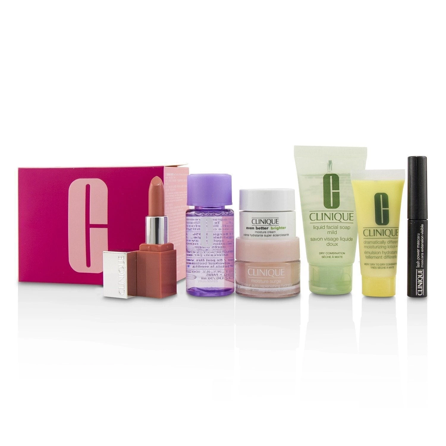 Clinique Travel Set: M/U Remover 30ml+Facial Soup 30ml+Moisture Surge 15ml+DDML 15ml+Moisture Cream 7ml+Mascara 2.5ml+Lip Color 2.3g 7pcs - Image 2