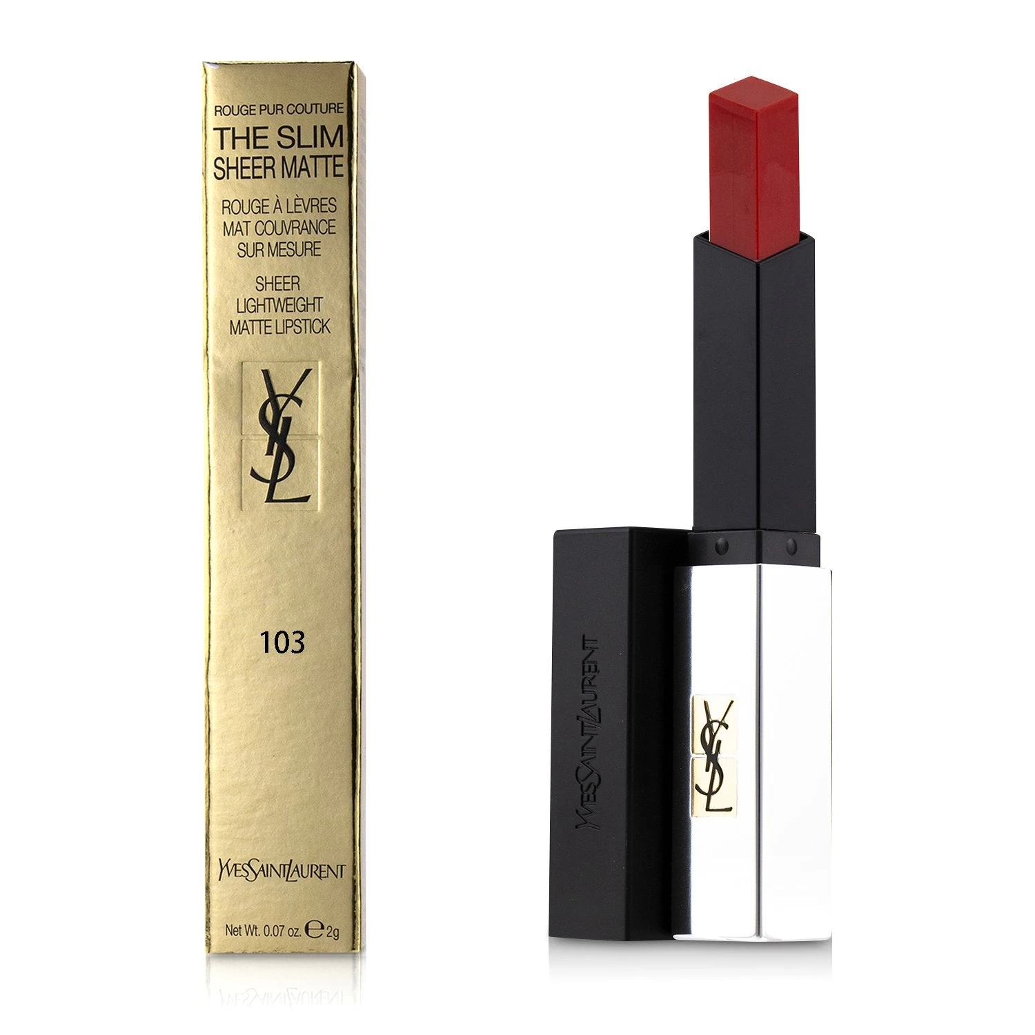 Yves Saint Laurent Rouge Pur Couture The Slim Sheer Matte Lipstick - # 108 Rouge Devetu 2g/0.07oz - Image 11