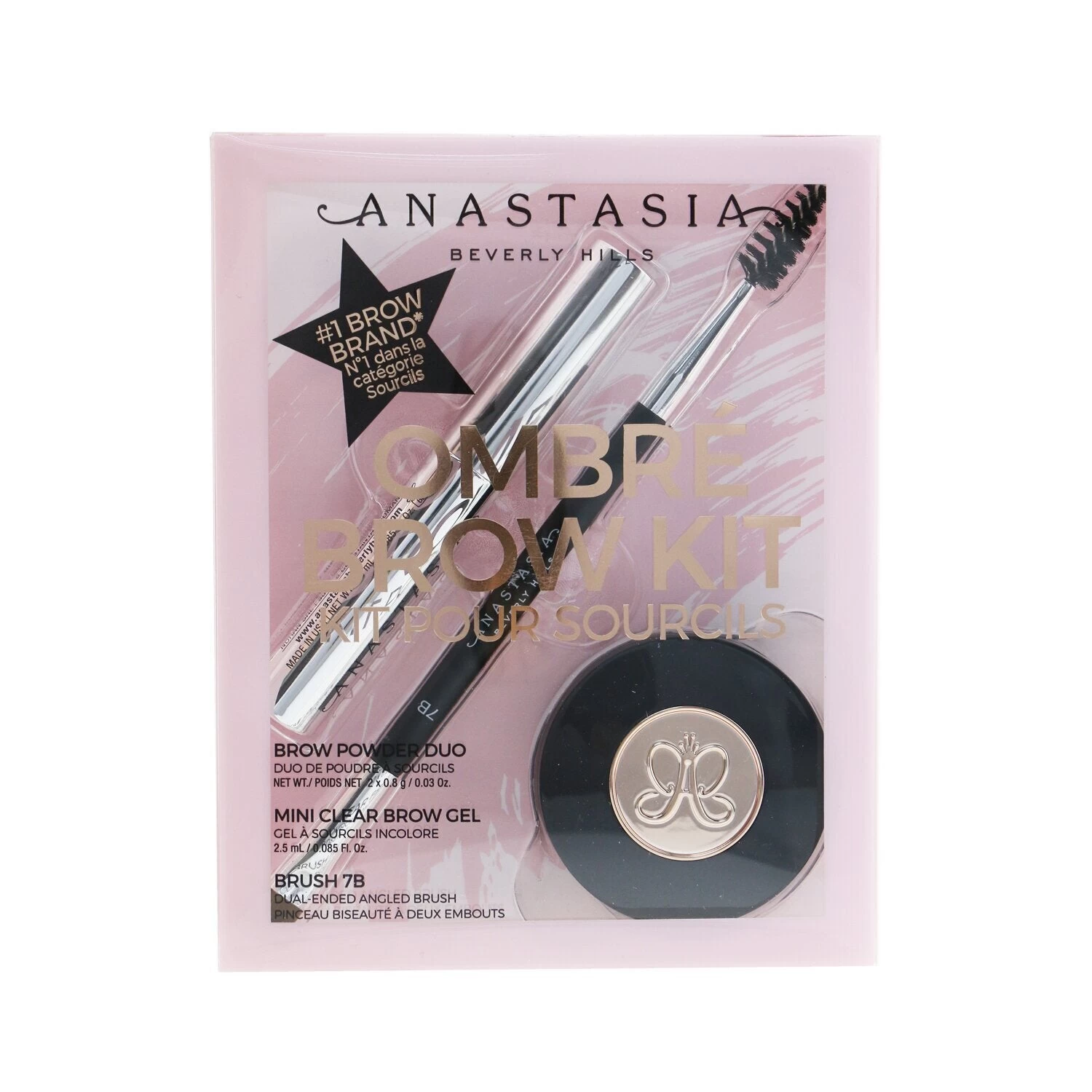 Anastasia Beverly Hills Ombre Brow Kit (Brow Powder Duo + Mini Clear Brow Gel + Brush 7B) - # Soft Brown 3pcs - Image 10