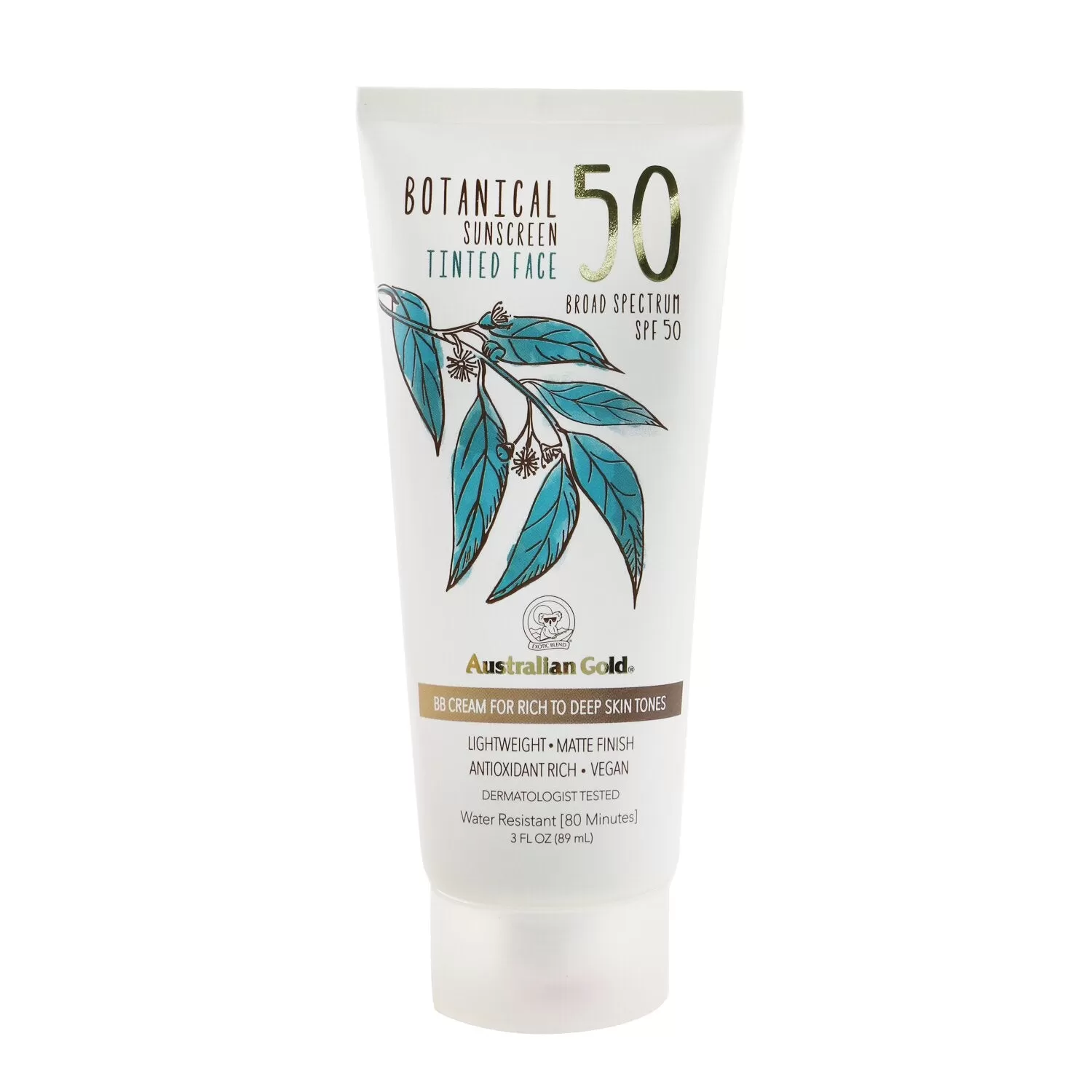 Australian Gold Botanical Sunscreen SPF 50 Tinted Face BB Cream - Rich To Deep 89ml/3oz