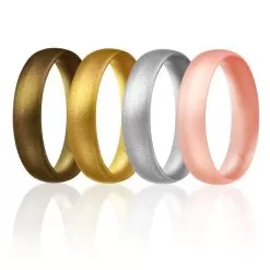ROQ Silicone Ring - Dome Style Thin Comfort Fit Set By ROQ For Women - 11 Mm Bronze, Gold, Silver, Rose Gold